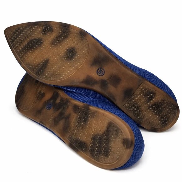 Rothy's RETIRED The Point Deep Ocean Blue Tortoise Shell Bottom Flats, 7.5 - Picture 7 of 8